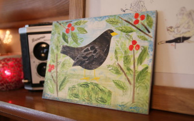 Postbox: Blackbird in the Rowan Tree